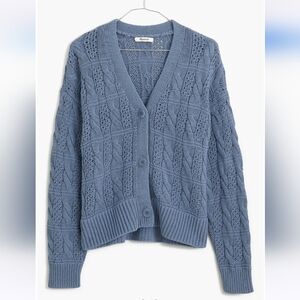 Madewell Open Stitch Cable Cotton Cardigan Sweater